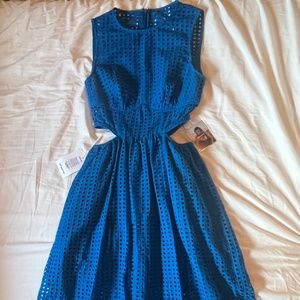 NWT Self-Portrait Blue Midi Cutout Dress